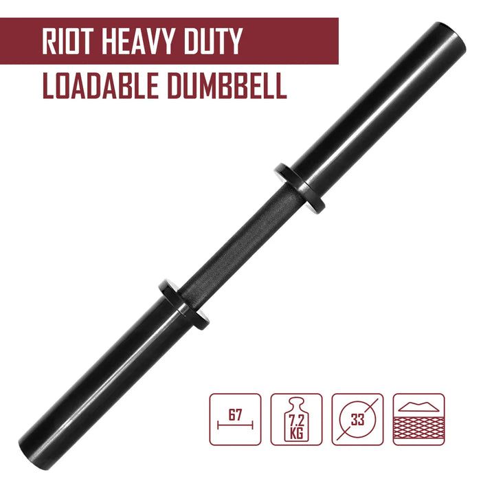 Riot Heavy Duty Olympic Loadable Dumbbell Handle - 32mm Handle