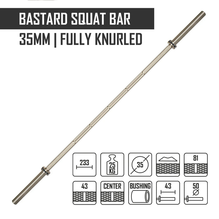 Strength Shop Bastard Squat Bar, 35mm/25kg – Fully Knurled